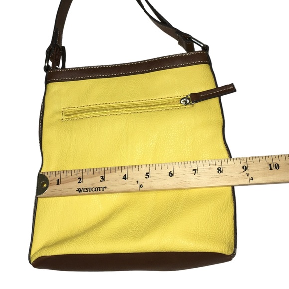 CHAPS Western Yellow Brown Faux Leather Buckles Crossbody Bag - Picture 5 of 13